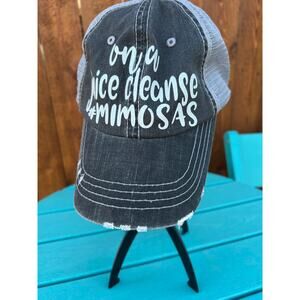 Distressed Charcoal Mesh Back + the Ultimate Weekend Mantra.  Mimosas